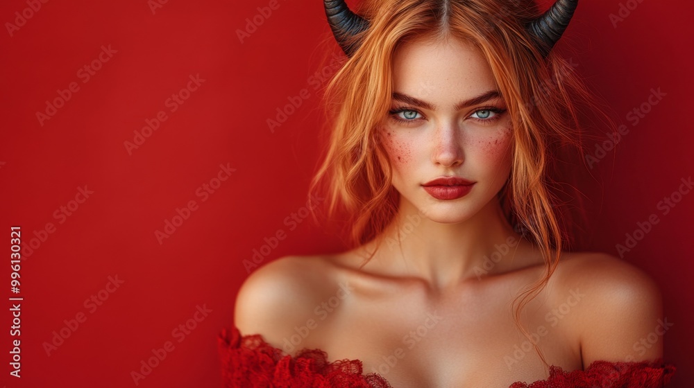 Dark Fantasy Demon Cosplay with Horns and Gothic Aesthetic in Red and Black Dark Fantasy Demon Cosplay with Horns and Gothic Aesthetic in Red and Black