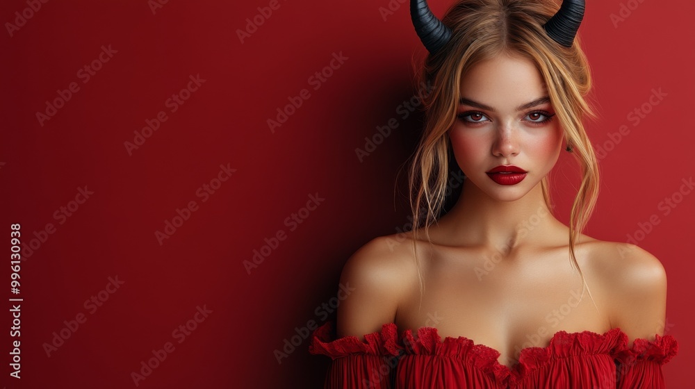 custom made wallpaper toronto digitalDark Fantasy Demon Cosplay with Horns and Gothic Aesthetic in Red and Black