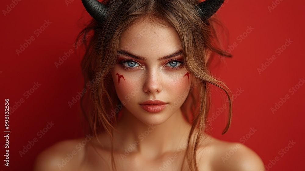 Dark Fantasy Demon Cosplay with Horns and Gothic Aesthetic in Red and Black Dark Fantasy Demon Cosplay with Horns and Gothic Aesthetic in Red and Black