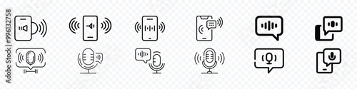 Voice massage icon, Speech and voice recognition Icon Set. Voice massage record icon, Voices Message, Voice recognition, Microphone icon, vocal massage receiving icons, live stream, broadcasting