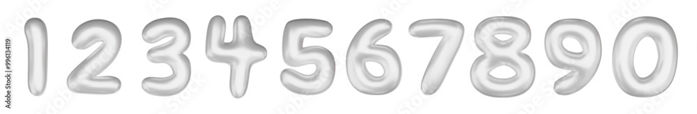 White numbers from 0 to 9. Set of bright spherical figures. Realistic 3d design. vector illustration White numbers from 0 to 9. Set of bright spherical figures. Realistic 3d design. vector illustration