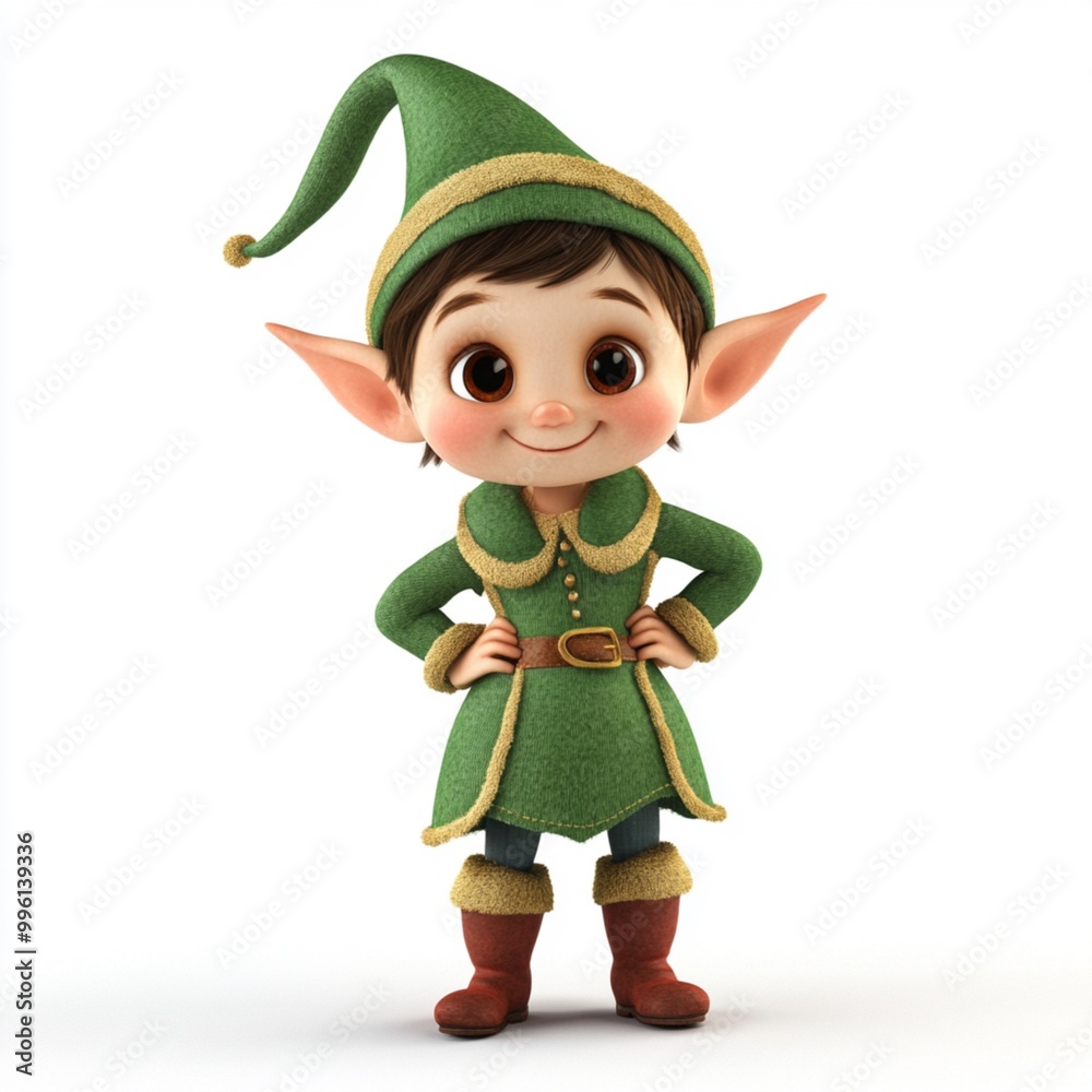 3D Cartoon Cute Funny Elf Isolated on White Background 3D Cartoon Cute Funny Elf Isolated on White Background