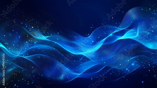 A shimmering blue background with glowing lines and waves, creating a modern and magical electric effect.
