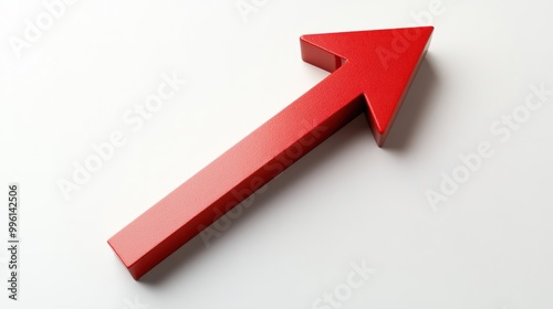 A bold red arrow pointing down, symbolizing decline, isolated on a white background