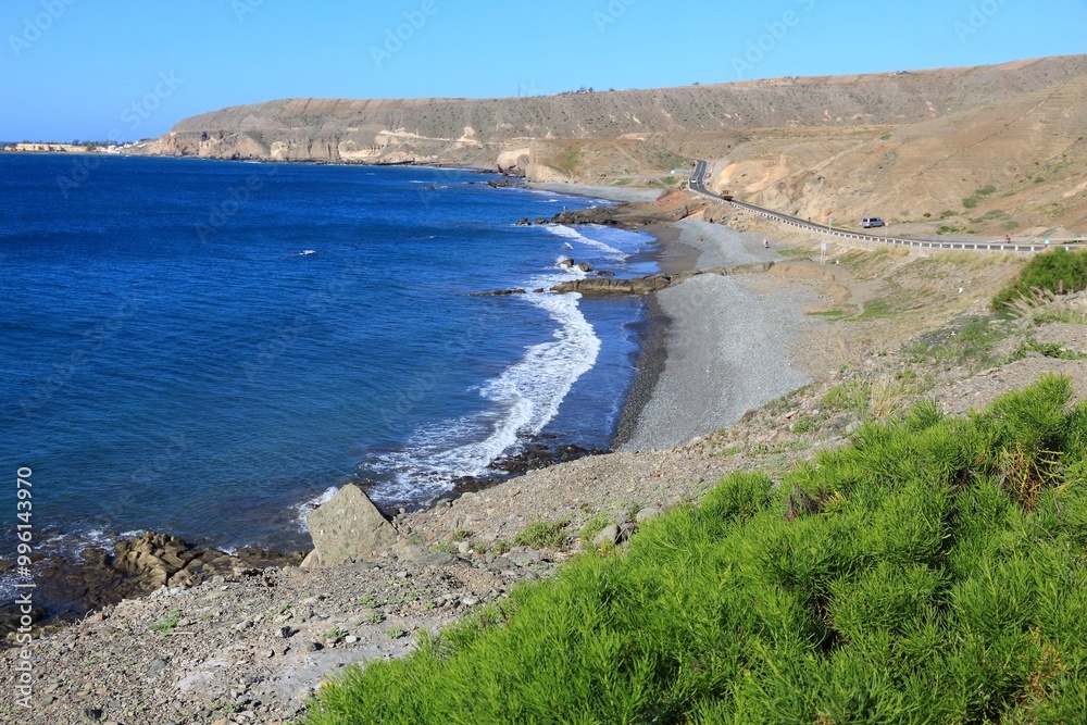 Ocean coast road in Gran Canaria. Places in Canary Islands, Spain. Ocean coast road in Gran Canaria. Places in Canary Islands, Spain.