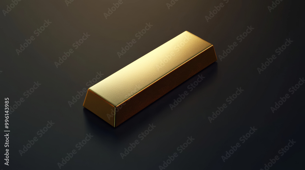 single gold bar rests elegantly on dark gradient background, showcasing its lustrous surface and geometric shape. contrast highlights its value and allure single gold bar rests elegantly on dark gradient background, showcasing its lustrous surface and geometric shape. contrast highlights its value and allure