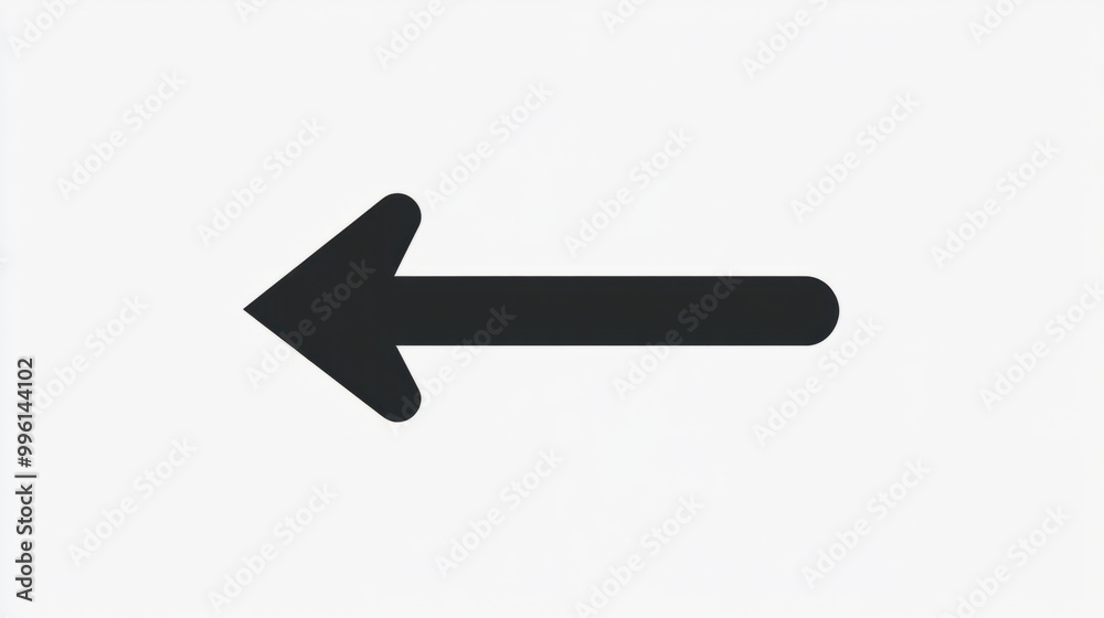 A flat black arrow icon pointing left, isolated on a white background A flat black arrow icon pointing left, isolated on a white background