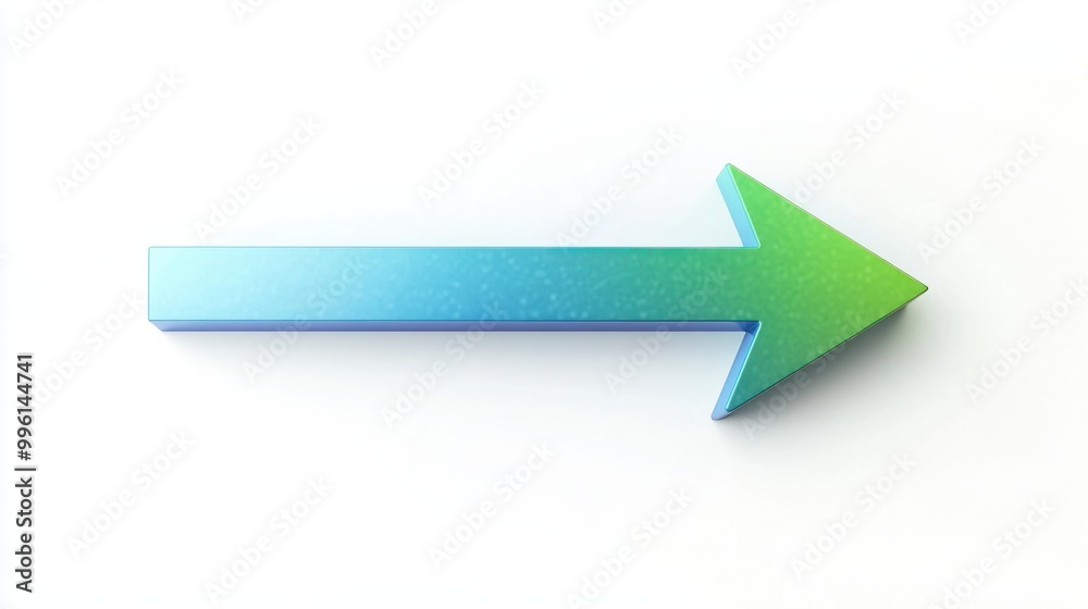 A gradient arrow in green to blue, pointing forward, isolated on white A gradient arrow in green to blue, pointing forward, isolated on white