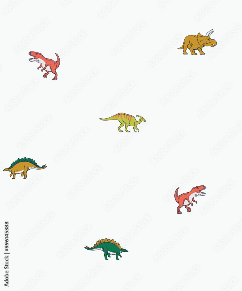 Obraz premium Handdrawn pattern iguanodon dinosaur animal color icon vector illustration