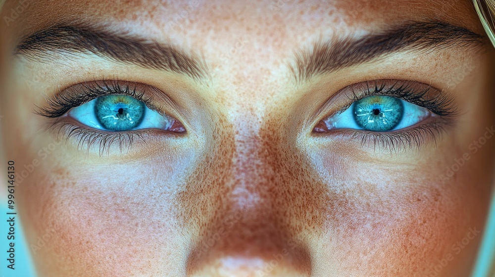 Close-up of Blue Eyes with Freckles Close-up of Blue Eyes with Freckles