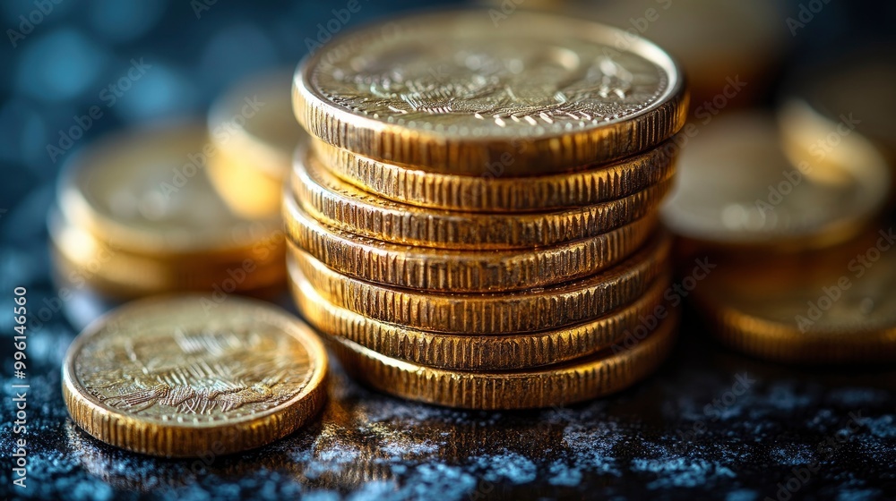 Stack of Gold Coins on a Dark Background Stack of Gold Coins on a Dark Background