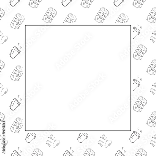 food frame in doodle style frame background