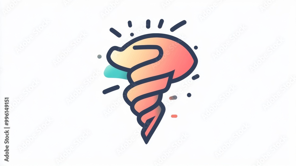 Obraz premium An icon showing the outline of a tornado, set against a clear background.