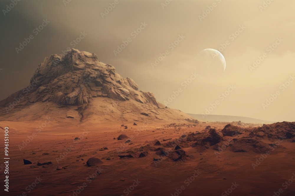 Naklejka premium Mars landscape astronomy mountain.