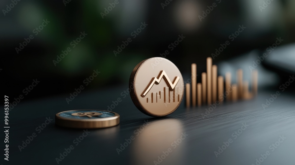 3D Digital Display of Financial Growth Analytics and Investment Trends 3D Digital Display of Financial Growth Analytics and Investment Trends