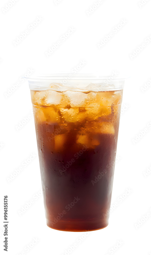 Cold tea drink in plastic cup isolated on transparent background Cold tea drink in plastic cup isolated on transparent background