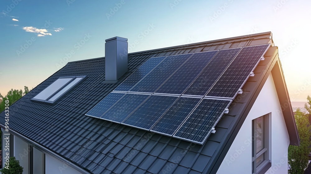 Solar Panel Installation on Minimalist Roof Solar Panel Installation on Minimalist Roof