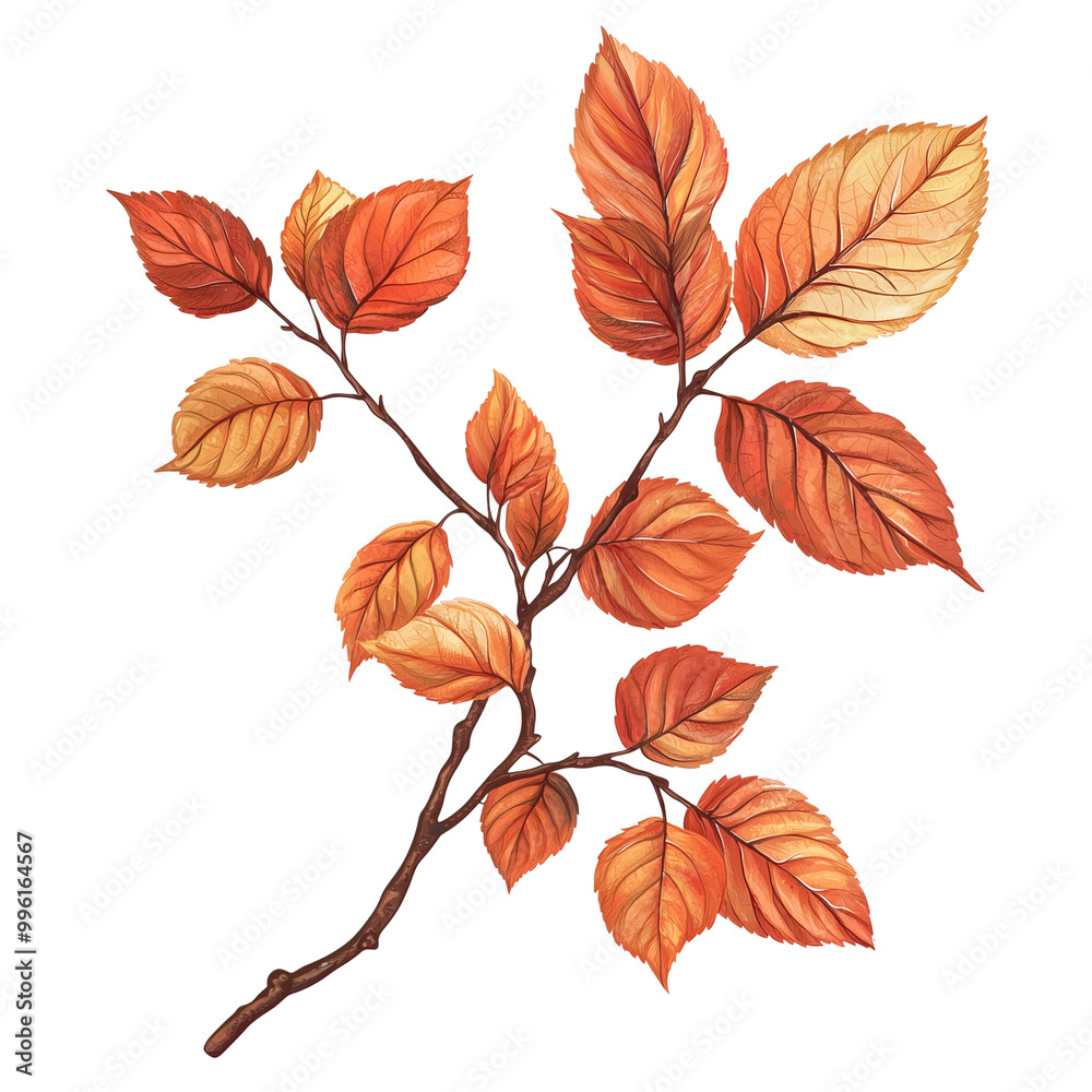 Obraz premium Collection of autumn dried twigs and leaves, isolated on white