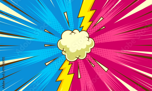 Comic style two color pop art background. Versus comic book background