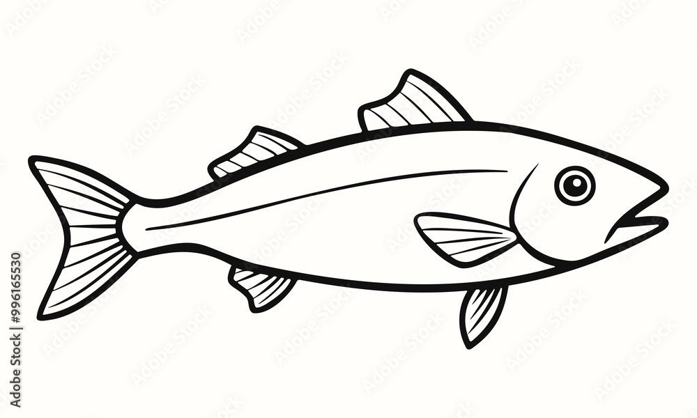 Fish line icon. Simple salmon or mackerel sign isolated on background. Vector illustration for logo, web, mobile app