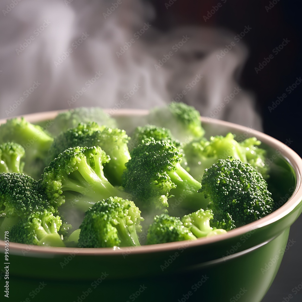 A steaming bowl of bright green broccoli florets, served with a drizzle of lemon and garlic sauce, emphasizing healthy eating. A steaming bowl of bright green broccoli florets, served with a drizzle of lemon and garlic sauce, emphasizing healthy eating.