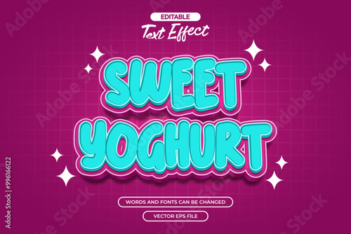Sweet yogurt editable text effect with purple background