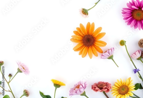 frame of flowers on a white background