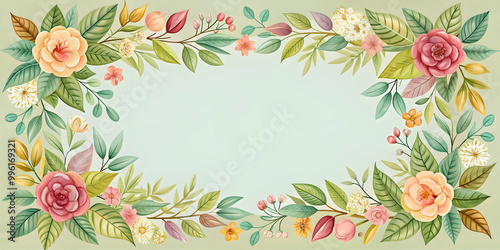Wallpaper Mural Floral leaves with beautiful colors invitation card, floral, leaves, colorful, invitation, card, design, vibrant Torontodigital.ca