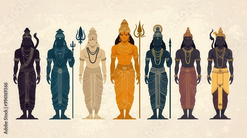 Artistic depiction of Vishnus Dashavatara, the ten incarnations, each detailed in a vibrant illustration, Dashavatara, Vishnu avatars, mythology