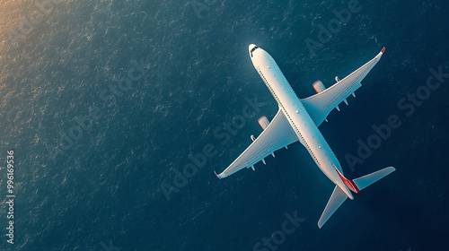 Wallpaper Mural Airplane flies over a sea Torontodigital.ca