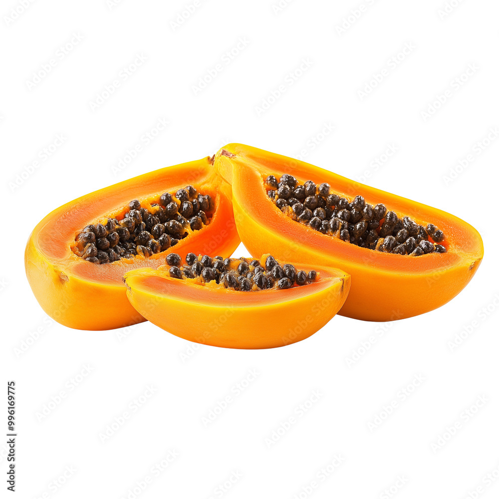 sliced of fresh papaya isolated on white background sliced of fresh papaya isolated on white background