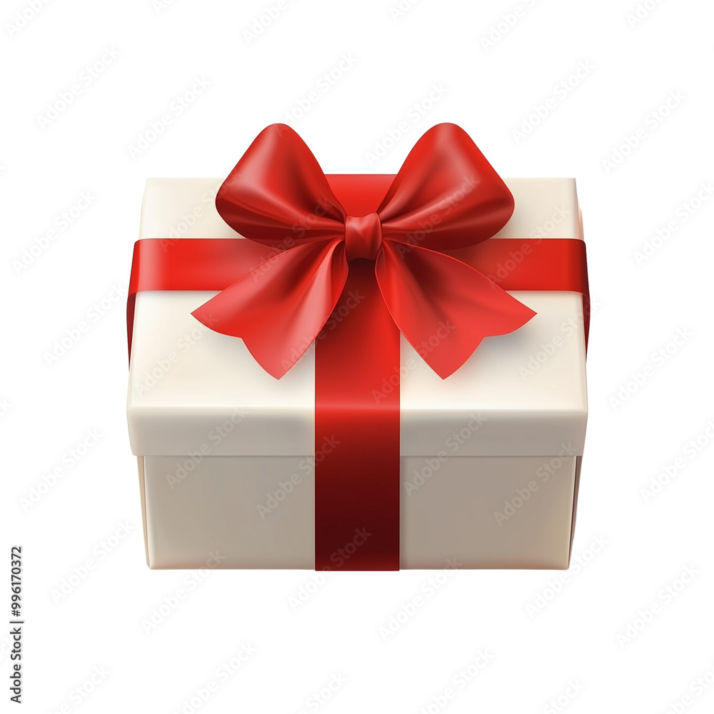 Fototapeta premium gift box with red satin bow isolated on a transparent background 