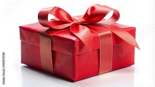 Red gift box wrapped with a ribbon, conveying feelings of love, care, and celebration