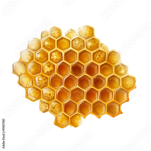 sweet honeycombs with honey, isolated on white