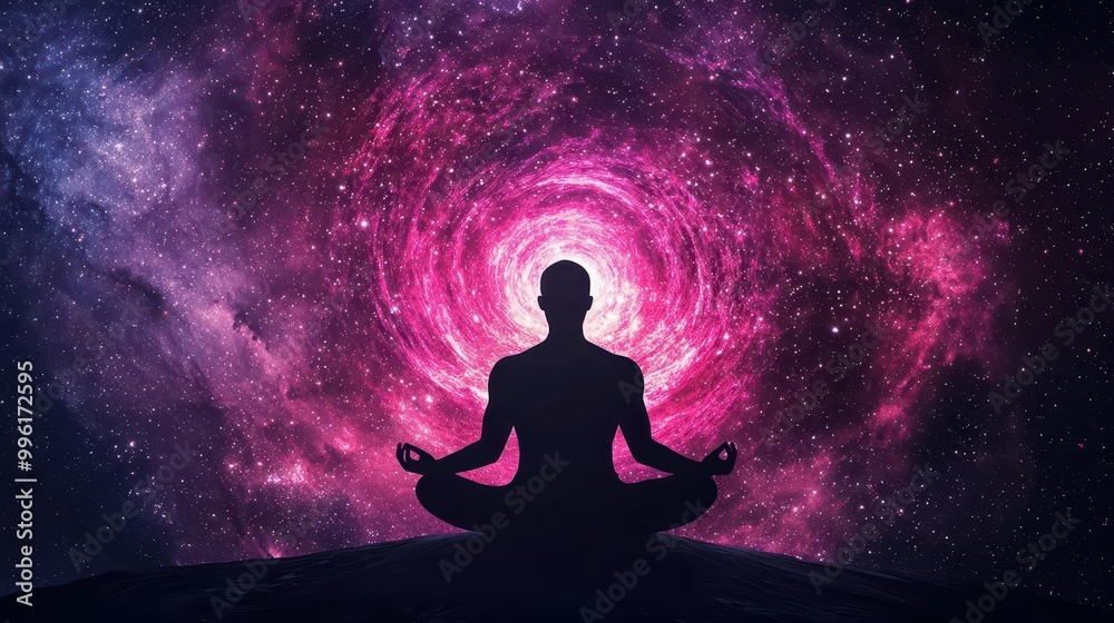 Vishnu emerging from a cosmic lotus in space, galaxies and stars swirling around, cosmic lotus, Vishnu, creation Vishnu emerging from a cosmic lotus in space, galaxies and stars swirling around, cosmic lotus, Vishnu, creation