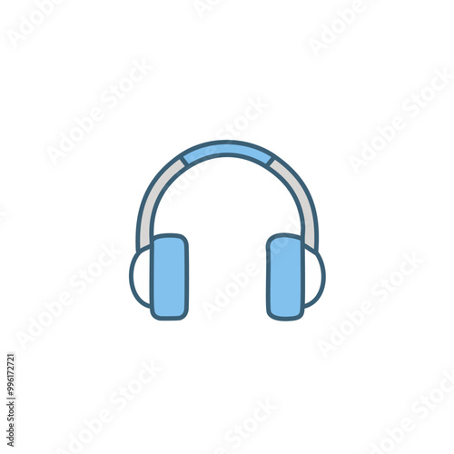 Simple Blue Headphones Icon Vector Illustration