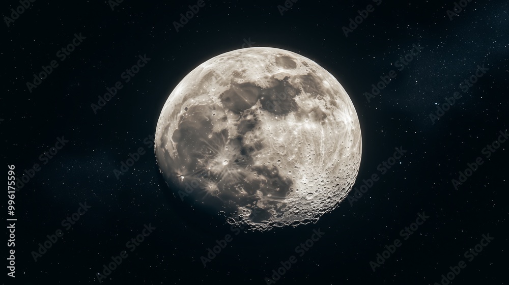 Moon in Minimalist Black Sky with Craters Moon in Minimalist Black Sky with Craters