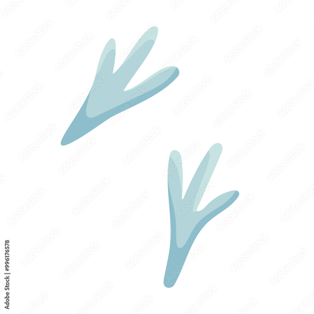 Obraz premium Steps of dinosaurs or other animals in flat style, isolated on a white background. Vector footprints of birds, animals in cartoon style. Dino tracks for posters or stickers