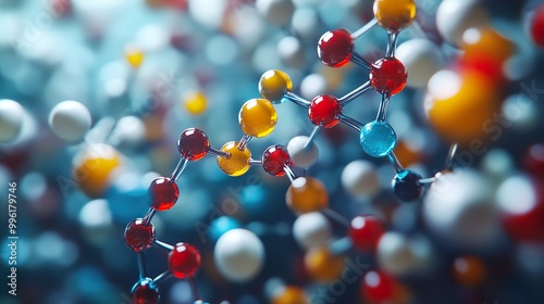 Colorful Molecular Structure: A 3D Render of an Atom