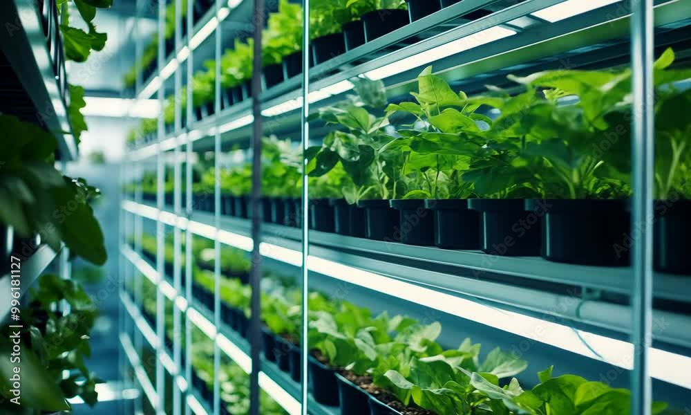 Indoor vertical garden with shelves of growing plants. Indoor vertical garden with shelves of growing plants.