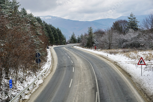 road in the snowy mountains