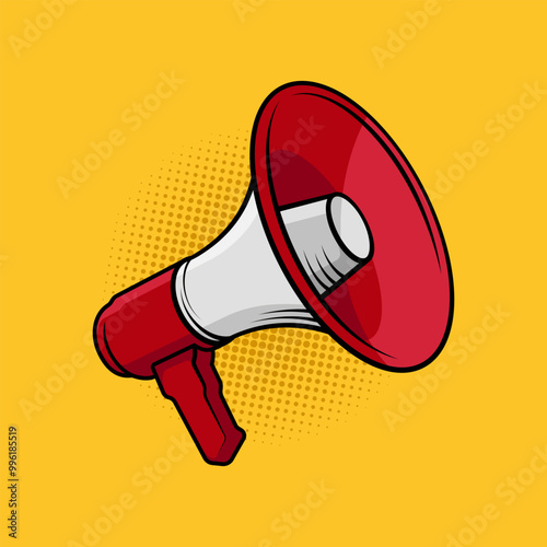 Megaphone pop art illustration. Suitable for campaign and informational purposes. Loudspeaker cartoon vector.