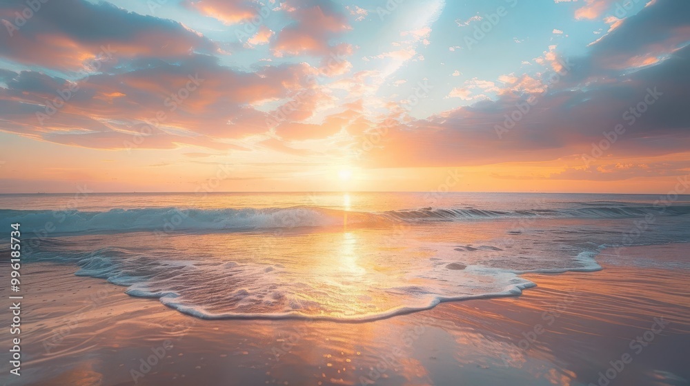 mesmerizing sunrise seascape ethereal pastel hues blending sky and sea tranquil waters reflecting golden light serene coastal meditation mesmerizing sunrise seascape ethereal pastel hues blending sky and sea tranquil waters reflecting golden light serene coastal meditation