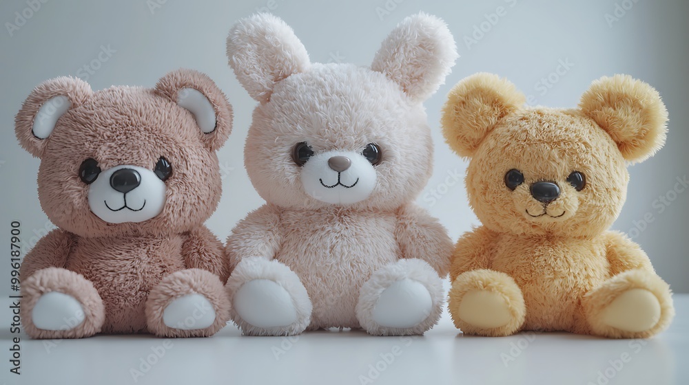 Obraz premium Cute Plush Teddy Bears Sitting Together