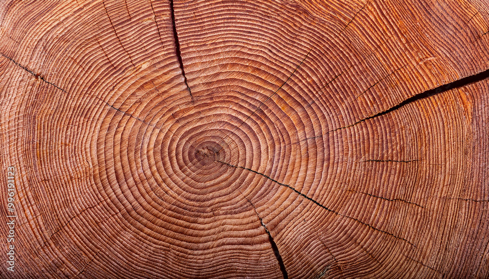 Fototapeta premium Tree rings, showing the circular patterns of growth over time.