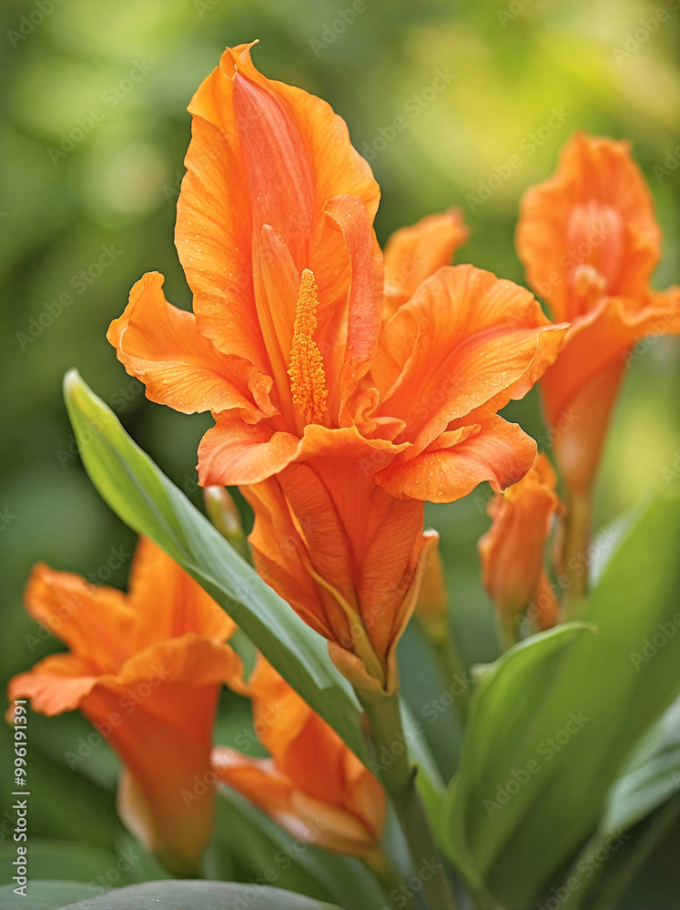 Orange Canna Lily in Soft Morning Light Orange Canna Lily in Soft Morning Light