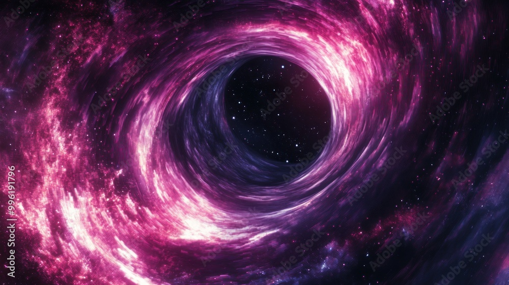 A Pink and Purple Swirling Galaxy with a Dark Hole in the Center A Pink and Purple Swirling Galaxy with a Dark Hole in the Center
