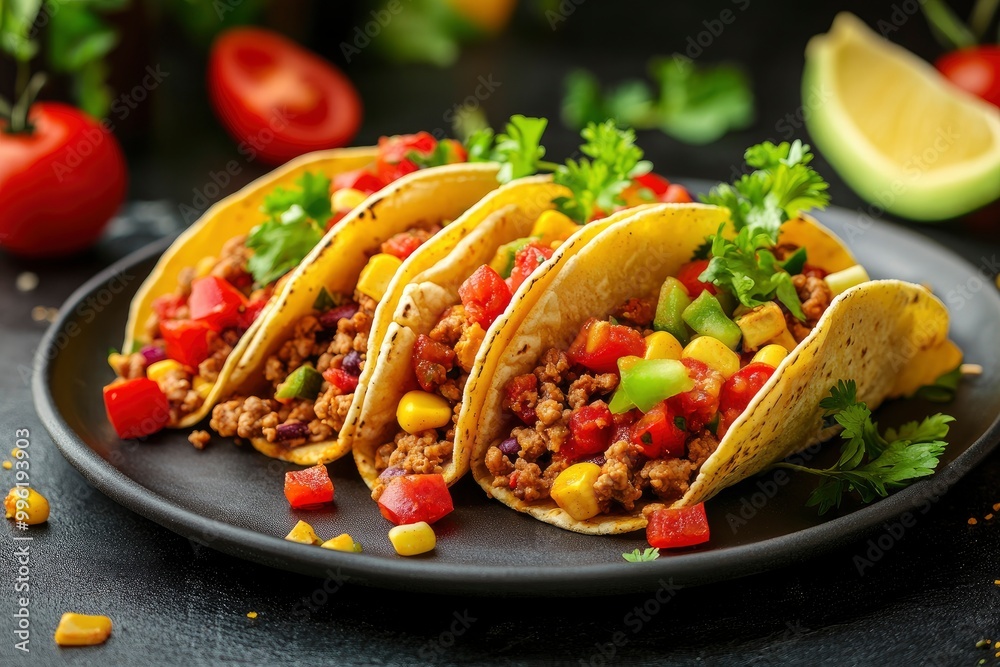 Tasty appetizing tacos with vegetables wth generatve ai Tasty appetizing tacos with vegetables wth generatve ai