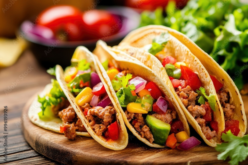 Tasty appetizing tacos with vegetables wth generatve ai
