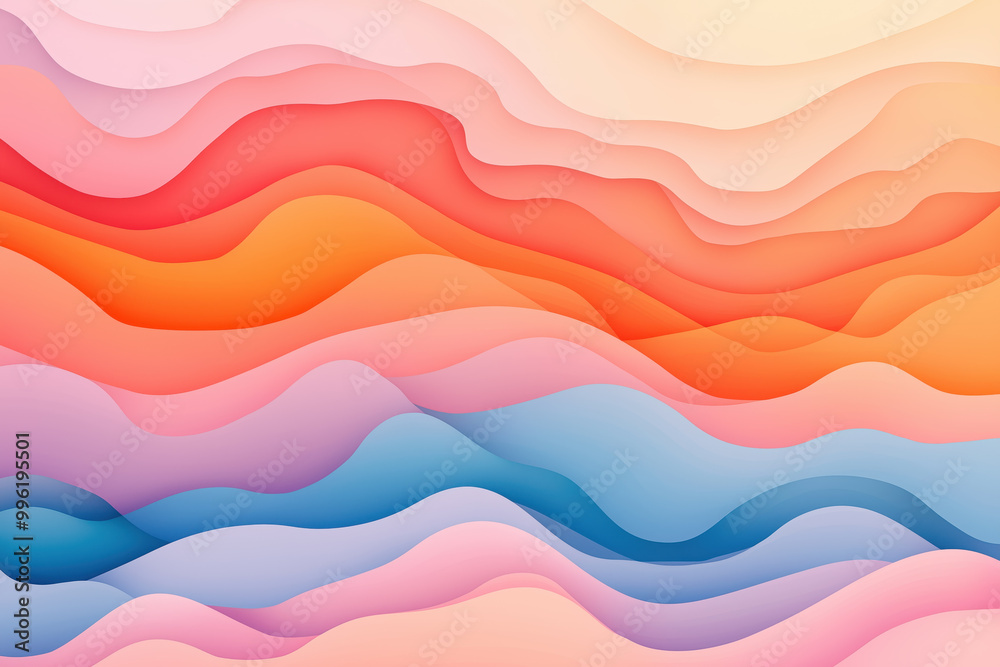 Colorful wavy abstract design with soft gradients in warm and cool tones Colorful wavy abstract design with soft gradients in warm and cool tones